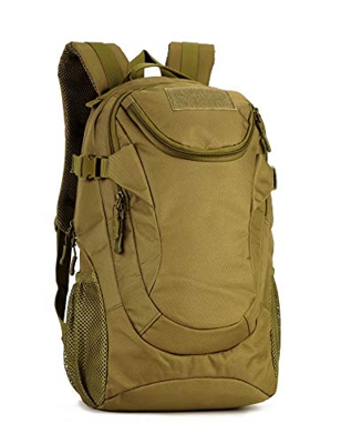 Yakmoo Mochila de Asalto Impermeable Estilo Militar Táctico de Nylon Molle Sistema Bolsa de Estudiante Gran Mochila de 25L al Aire Libre Marrón