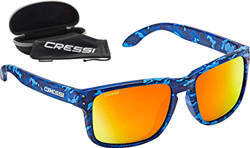 Cressi Blaze Sunglasses Gafas de Sol HTC polarizadas y repelentes al Agua, Adultos Unisex, Camouflage Shark/Espejadas Lentes Naranja, Talla única en oferta