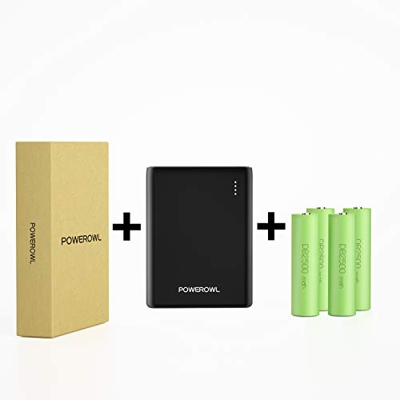 POWERWOL 2-en-1 18650 Cargador Portátil y Cargador de Batería, Batería Externa Powerbank de 10000mAh