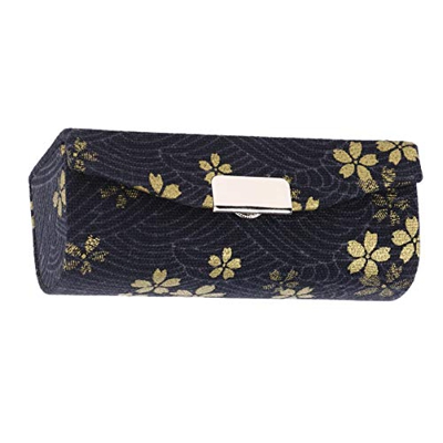 Solustre Estuche para pintalabios con espejo cosmético, caja de almacenamiento para pintalabios de satén sedoso con bonito diseño para mujeres (negro)