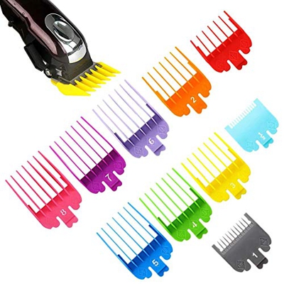 Juego de Peines para Cortapelos, 10 Pcs Guía de Corte Peine de Peluquería Recortadores de Cabello Profesionales de Color, Kit de Guía de Peines Compat