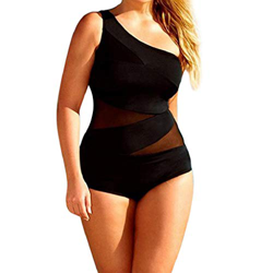 Traje de Baño Mujer 2019 SHOBDW Sexy Negro Traje de Baño Mujer Una Pieza Conjunto de Bikini Push Up Acolchado Bra Tankinis Mujer Un Hombro Bañadores d en oferta