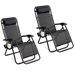 Tumbona Plegable Exterior Gravedad Cero en Balcón Piscina Carga 200KG (2 Piezas) en oferta