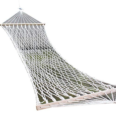 SENCILLON Hamaca doble amplia de ocio de algodón para esparcidor de cuerda Hamaca, capacidad de 200 libras (blanco)
