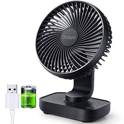 OCOOPA USB Desk Fan, 4000mAh Rechargeable Battery Operated, Table Fan 4 Speeds, 5inch Mini Portable Fan, with Strong Airflow Quiet Operation, Electric