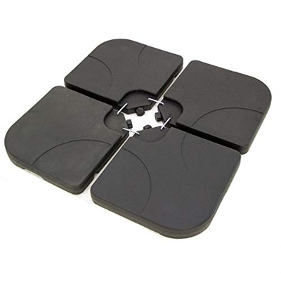 Bases para Parasol excéntrico de jardín 4 Unidades rellenables Color Negro, Tamaño: 50x50x7 cm Cada una, Peso: 80-100 Kg, Material: Polietileno de Alt