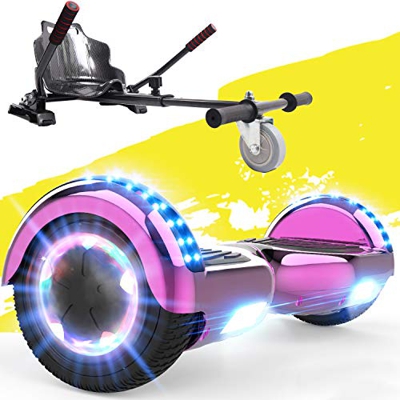 FUNDOT Hoverboards con Asiento,Hoverboards con Silla,hoverkart para Hoverboards 6.5 Pulgadas, Hoverboards con Hermosas Luces LED, Hoverboardss con Alt