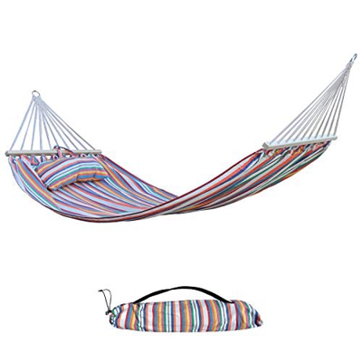 AXT SHADE Hamaca de Algodón para Exterior 220 * 120cm, Carga 200KG, con Almohadas del Mismo Color, para Jardín, Patio, Camping, Terraza de Playa-Rayas