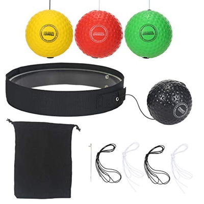 Roeam Reflejo de Boxeo,Boxing Ball Fight Ball Cabeza Pelota Reflex Training Ball para Reacción,Agilidad,entrenamiento de boxeo,3 Nivel de Dificultad