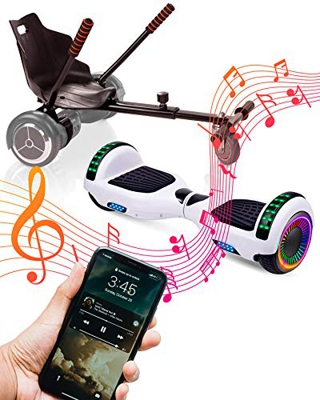 ACBK Bluetooth UL2272 Hoverboard + Silla Kart, Juventud Unisex, Blanco, Rueda LED 6.5"