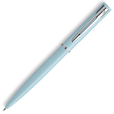 Waterman Allure bolígrafo, Lacado en color azul claro mate con adornos cromados, Punta mediana, Tinta azul, Con estuche de regalo