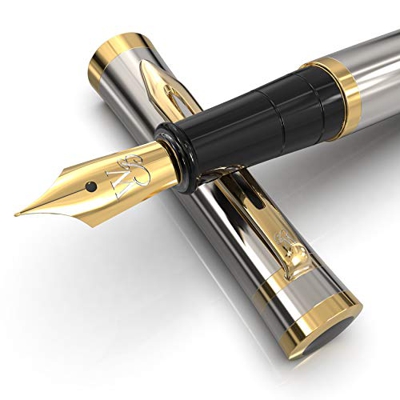 Wordsworth & Black Juego de pluma estilográfica, punta mediana, incluye 6 cartuchos de tinta y convertidor de recarga de tinta, estuche de regalo, bol