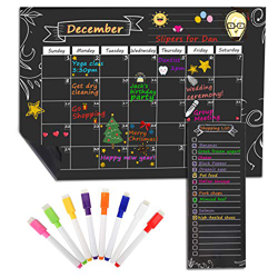 MoKo Calendario Magnético para Refrigerador de Cocina, 16.73" x 12" Planificador de Calendario Mensual y Lista de Compras con Borra Seca y 8 Marcadore precio