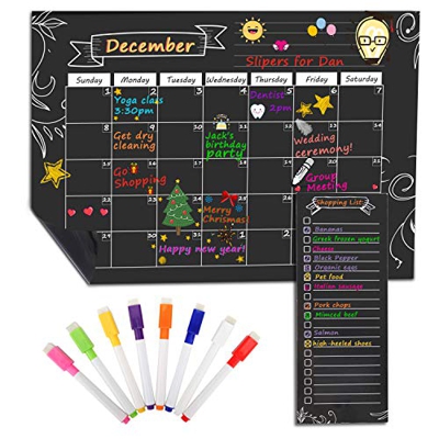 MoKo Calendario Magnético para Refrigerador de Cocina, 16.73" x 12" Planificador de Calendario Mensual y Lista de Compras con Borra Seca y 8 Marcadore