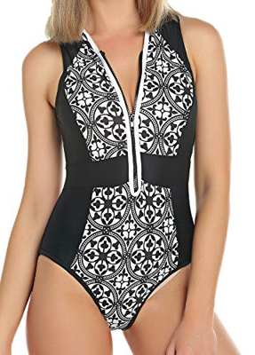 Monokini Mujer Push-up con Cuello en V con Relleno Acolchado Traje de Baño de Una Pieza Bikini,Negro,X-Large