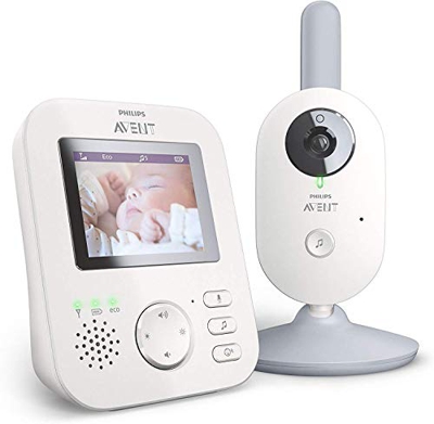 Philips Avent Vigilabebés con cámara SCD833/01 - Vigilabebés con vídeo digital con privacidad y seguridad (A-FHSS), pantalla a color de 2,7", nanas re