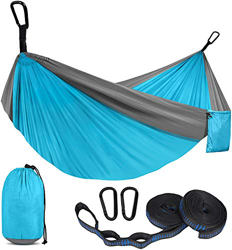 HENG FENG Hamaca para Acampar 270x140cm Tejido de paracaídas de Nailon Ligero portátil para jardín y Viajes al Aire Libre, Camping, Senderismo Gris Az en oferta