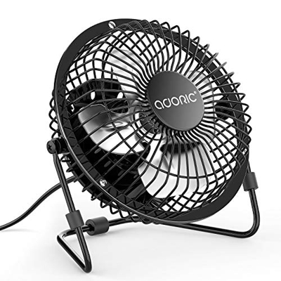 Adoric - Ventilador de mesa con USB, ideal para el escritorio, compatible con Power Bank, portátil, adaptador, cargador de coche, etc.