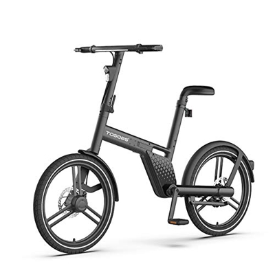 TOGO85° Bicicleta eléctrica plegable con eje de 20 pulgadas, motor central, hermosa y estable, con sensor de velocidad, IP65, impermeable, negro