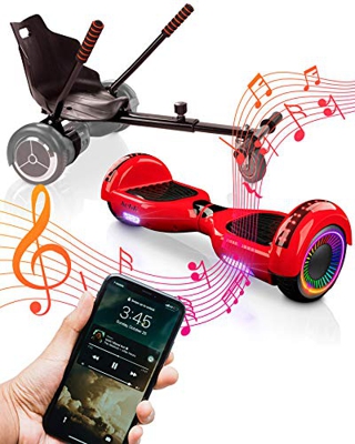 ACBK Bluetooth UL2272 Hoverboard + Silla Kart, Juventud Unisex, Rojo, Rueda LED 6.5"