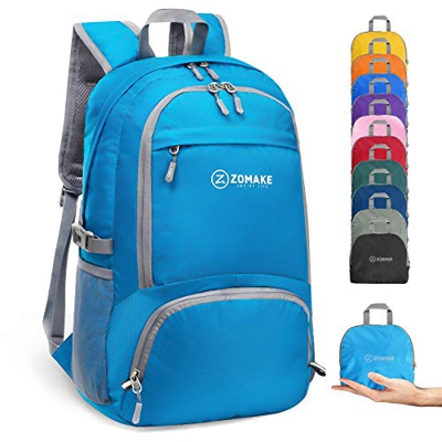ZOMAKE 30L Ligera Mochila Plegable de Senderismo Excursión Deportes, Mochilas Pequeña Impermeable para Mujer Hombre Viaje(Azul Claro)