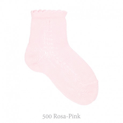 Calcetín Corto Perlé Calado Lateral Condor. 500-rosa 1