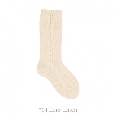 Calcetín Alto Perlé Calado Lateral Condor. 304-lino 2