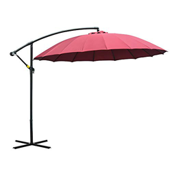Outsunny Sombrilla Ø300 cm Parasol de Jardín con Manivela Manual 18 Costillas y Ángulo Ajustable del Techo Base Cruzada Rojo precio