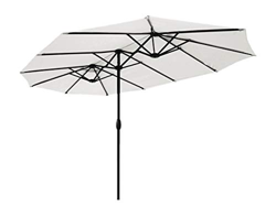Sekey® Aluminio Sombrilla Parasol de Doble Juego para terraza jardín Playa Piscina Patio diámetro 460 cm x 270 cm Protector Solar UV50+ Crema en oferta