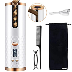 Rizador de Pelo Automático Inalámbrico, Unipampa Tenacillas de Pelo Portátil Ceramica Rizador, Pantalla LCD y Temporizador, 6 Temperaturas Ajustables, características