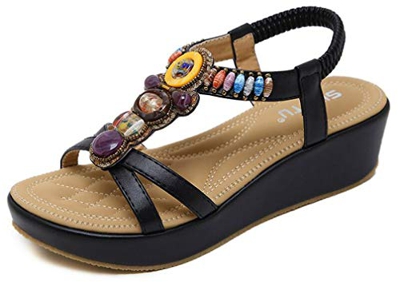 2020 Sandalias Mujer Chanclas Tacon de Cuña Plataforma del Verano Cómodos Zapatos Bohemias Las Sandalias Planas