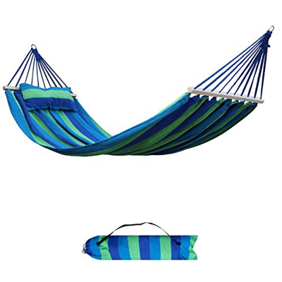 AXT SHADE Hamaca de Algodón para Exterior 220 * 120cm, Carga 200KG, con Almohadas del Mismo Color, para Jardín, Patio, Camping, Terraza de Playa -Raya