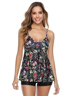 Abollria Mujer Tankinis sin Hombros Conjunto de Bañador Dos Piezas Traje de Baño Sexy Swimsuit Vintage Ropa de Baño para Verano