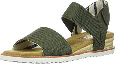 Skechers Desert Kiss-Poppy Bloom, Sandalias de Talón Abierto Mujer, Multicolor (OLV Black Canvas), 38 EU