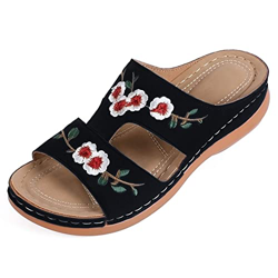 MUYOGRT Sandalias con Plataforma para Mujer Bordadas Mules Cómodos Zapatillas Sandalias de Cuña sin Espalda Verano Antideslizante Ortopédica Vintage S precio