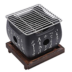 Amusingtao - Parrilla japonesa de carbón vegetal para mesa, miniparrilla barbacoa de estilo japonés, placa de barbacoa, fogón de cocina portátil, acce características