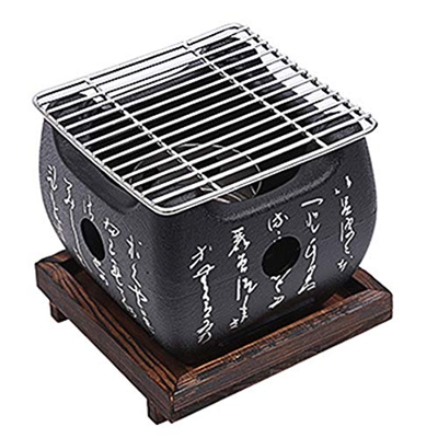 Amusingtao - Parrilla japonesa de carbón vegetal para mesa, miniparrilla barbacoa de estilo japonés, placa de barbacoa, fogón de cocina portátil, acce