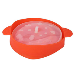 Lecxin Cubo Plegable de Silicona para Palomitas de maíz, Cubo Rojo de Silicona para Palomitas de microondas con Tapa de asa Tazón Plegable Seguro para características