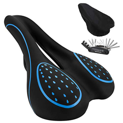 Komake Sillín de Bicicleta, Asiento de Gel para Bicicleta Impermeable Asiento de Bicicleta Transpirable Sillí para Bici herramienta multifunción 16 en en oferta