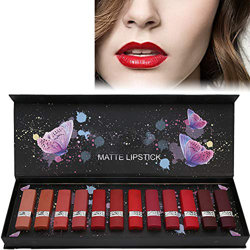 Conjunto de lápiz labial mate,12 colores mate, kit de lápiz labial antiadherente de larga duración, hidratante suave y regordete con caja de regalo características