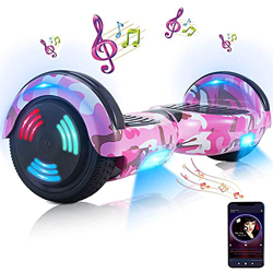 Hoverboard, Hoverboard Premium de 6.5 "- Altavoz Bluetooth - Potente Motor Dual - LED - Patineta eléctrica Self Balance Scooter (Camuflaje Rosa) en oferta