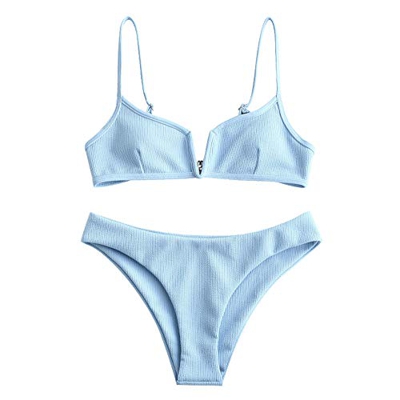 ZAFUL - Conjunto de bikini de dos piezas para mujer con cable acolchado en V