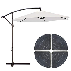 Pack de Parasol Blanco Roto de Aluminio de Ø 270 cm. y 4 sujeciones para Parasol excéntrico - LOLAhome precio