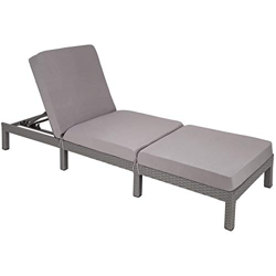 TecTake 800375 Tumbona Chaise Longue de Poliratán, Tumbona de Jardín, Silla de Terraza (Gris | No. 402308) características