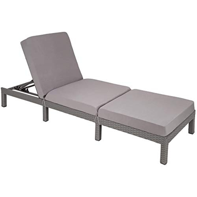 TecTake 800375 Tumbona Chaise Longue de Poliratán, Tumbona de Jardín, Silla de Terraza (Gris | No. 402308)