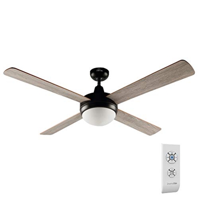 UNIVERSALBLUE | Ventilador de techo de madera | Mando a distancia | Luz | Aspas reversibles | 70 W | 132 cm | Temporizador