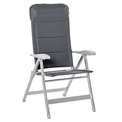 Outsunny Silla de Jardín Plegable de Aluminio con Respaldo Alto Ajustable en 7 Posiciones y Reposacabezas Acolchado para Exterior 75x61,5x114,5 cm Gri