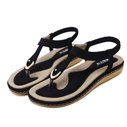 katliu Sandalias Planas Cómodas Verano Sandalias de Dedo Mujer Boho Informales Chanclas Romanas Deslizantes Acolchada Playa Fiesta(L38 Negro, 37 EU) precio