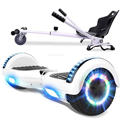 RCB Hoverboard 6.5 y Hoverkart Overboard con Bluetooth Patinete Eléctrico Scooter con Luces LED Asiento Sólido Juguete para Niños
