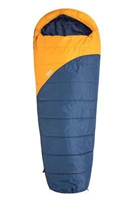 Mountain Warehouse Saco de Dormir Summit 250-22 x 40 cm - Saco de Acampada Tipo Momia Amarillo Mostaza Cremallera Diestro - Longitud Larga